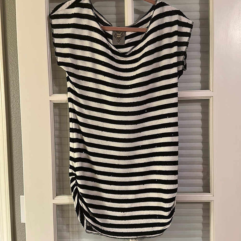 Sequin set striped shirt